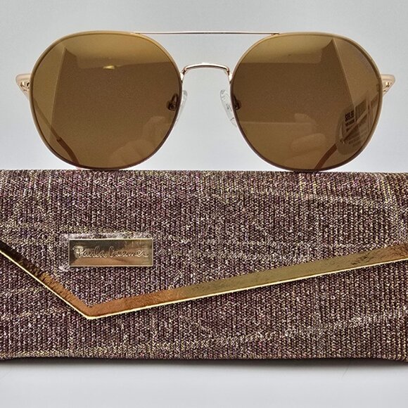 Paula Creamer Bliss Gold Frame Gold Mirror TrueBlue Lens Golf Aviator Sunglasses main image 15